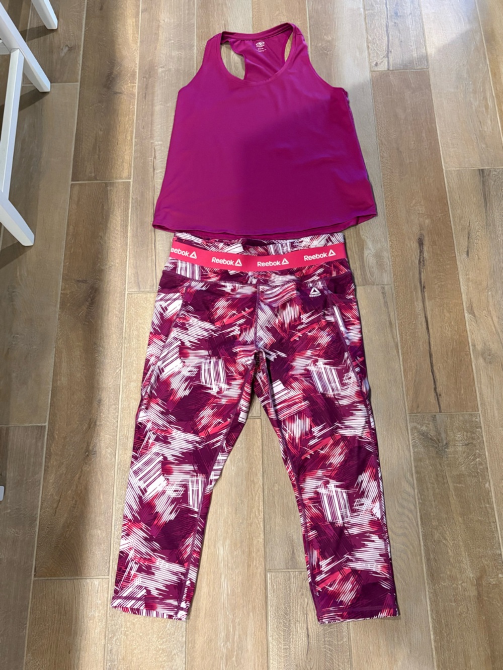 Reebok full length thick leggings with pockets&Athletic Razorback tank top